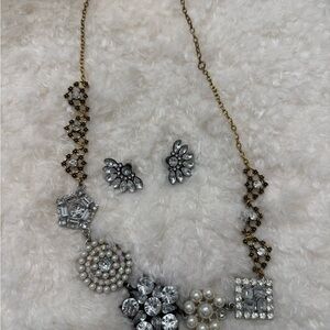 Plunder Gold and Silver Statement Necklace with Earrings